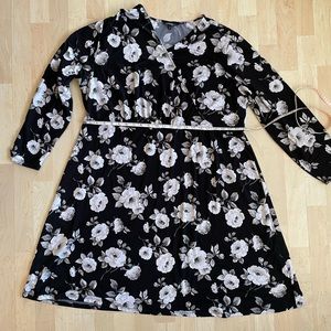 George Crossover Surplus V Neck Long Sleeve Floral Dress